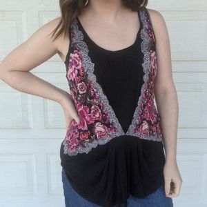 Black floral tank